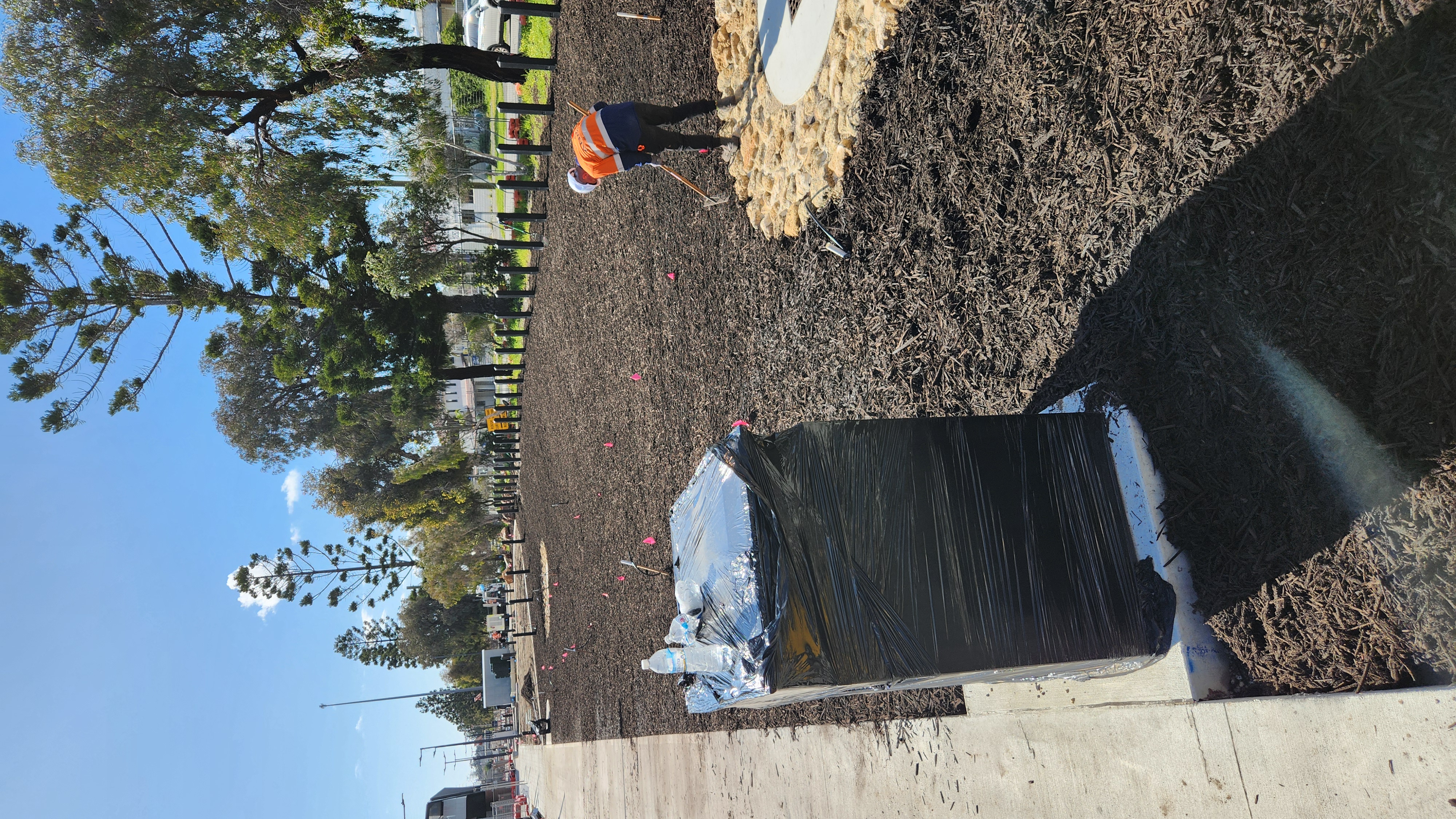 Fyvie Civil mulching and landscaping on a Perth job site